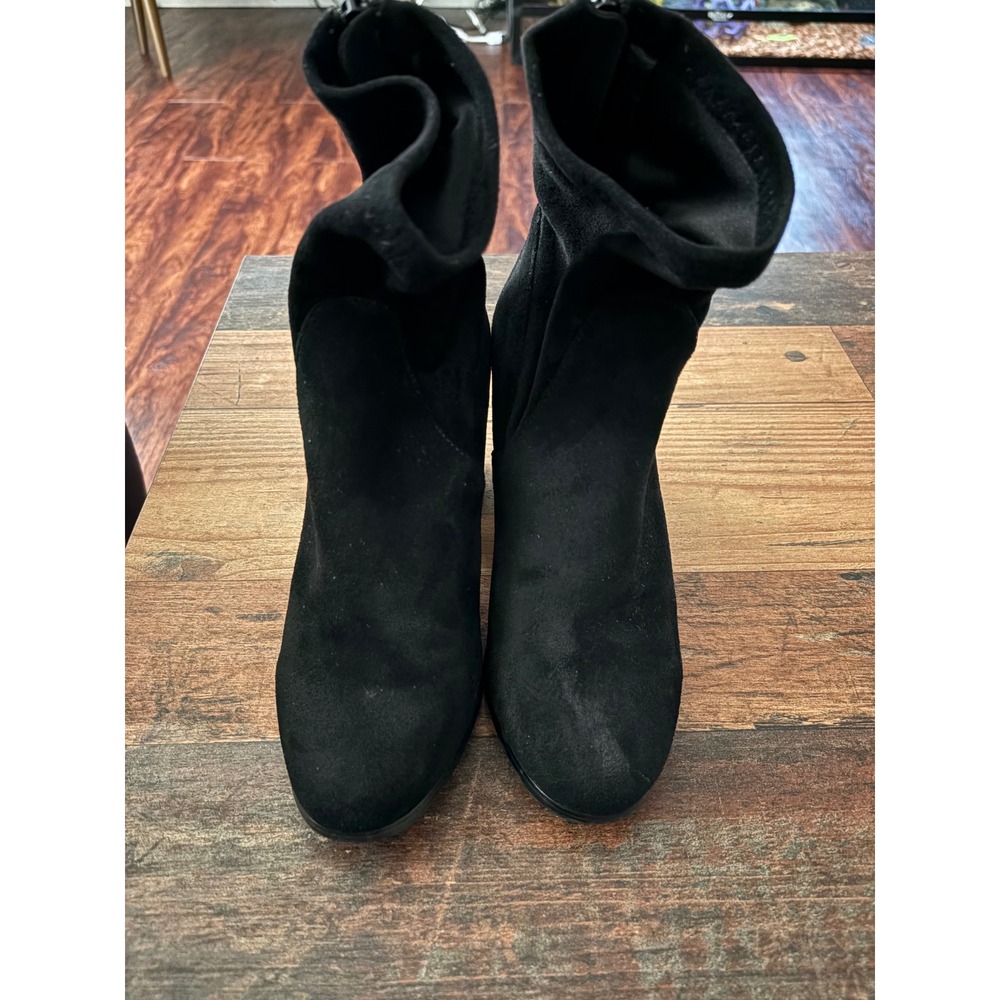 Therapy Hoxton Black Faux Suede Block‎ Heel Sock Ankle Boots Womens 7 - Picture 2 of 7